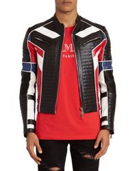 balmain red leather jacket