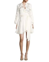 Zimmermann Winsome Silk Ruffle Wrap Dress in Pearl (White) | Lyst