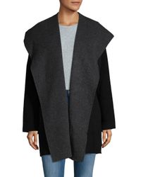 grey open front coat