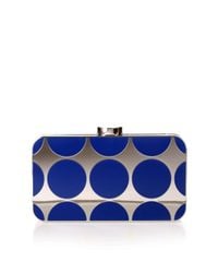 Manolo Blahnik - Mina Royal Blue Shiny Silver Clutch - Lyst
