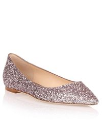 Jimmy Choo - Romy Flat Pink Glitter Ballerina Us - Lyst