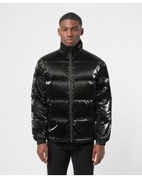 Armani Exchange Shiny Baffle Padded Jacket in Black for Men - Lyst