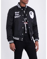 bape varsity jacket black