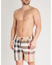 burberry guildes check swim trunks