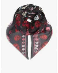 Alexander McQueen Multi-coloured Skull Print Silk Scarf - Lyst