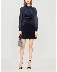 ted baker navy velvet dress