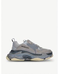 Balenciaga Triple S Two-tone Leather And Mesh Trainers in Gray for Men -  Lyst