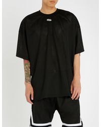 HERA Logo-print Mesh T-shirt in Black 