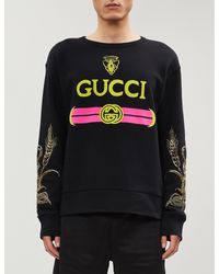 Gucci Black And Pink Cotton Sweatshirt With Logo for Men - Lyst