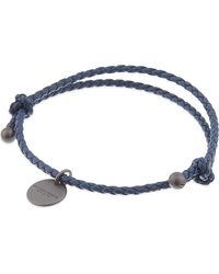 Bottega Veneta | Blue Intrecciato Leather Beaded Thin Wrap Bracelet | Lyst