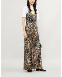 ganni leopard slip dress