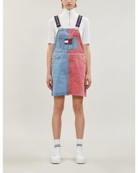 tommy jeans denim dungaree mini dress