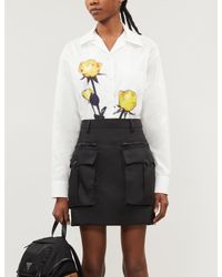 Prada Black Branded-hardware Gabardine-nylon Mini Skirt