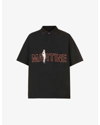 Martine Rose Ribano Oversized Cotton Polo Shirt in Black for Men - Lyst