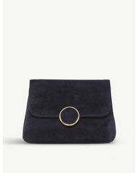 navy suede clutch