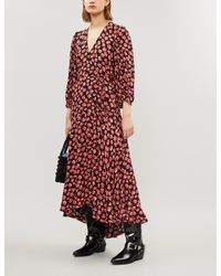 ganni lindale crepe dress fiery red