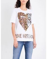Heart Leopard-print Cotton-jersey 