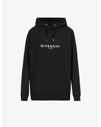 Givenchy Black Reverse Logo-printed Cotton-fleece Hoody for men