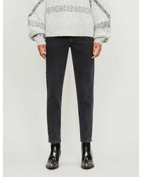 washed black premium mom tapered jeans