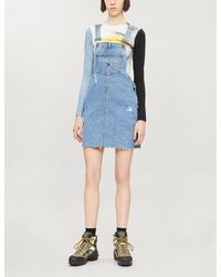 tommy jeans denim dungaree mini dress