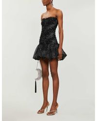 roxanne flocked ruffled tulle mini dress