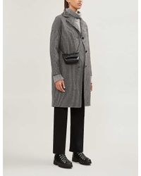 Claudie Pierlot Galva Check-print Wool-blend Coat in Gray - Lyst