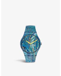 Swatch Suoz335 The Starry Night By Vincent Van Gogh Shell And Silicone  Quartz Watch in Blue for Men - Lyst