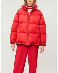 prada red puffer jacket