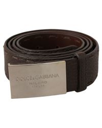 Dolce & Gabbana Brown Logo Metal Buckle Belt for men