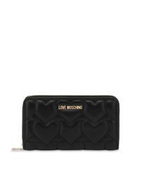 Love Moschino Black Quilted-heart Wallet