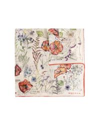 McQueen White Silk Scarf