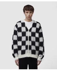 Needles Mohair Cardigan Checkered Cardigan in White for Men - Lyst