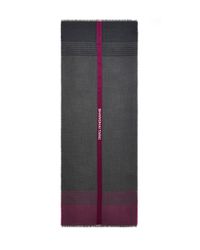 Shanghai Tang Black Vertical Logo Stripe Wool-silk Scarf for men