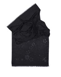 Shanghai Tang - Black Flower Jacquard Silk Wool Scarf - Lyst
