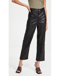 Faux Leather Rib Cage Straight Pants 