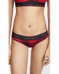 Calvin Klein Modern Cotton Buffalo Plaid Bikini Panties in Red | Lyst