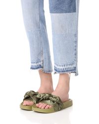 puma fenty green slides