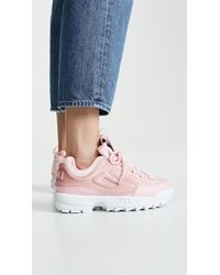 fila burgundy disruptor ii premium velour trainers