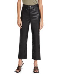 Faux Leather Rib Cage Straight Pants 