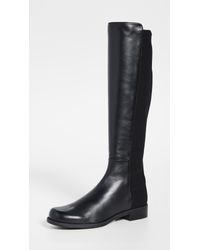 Stuart Weitzman Leather Half N Half Boots in Black | Lyst