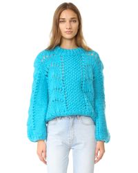 Ganni Wool The Julliard Mohair Sweater in Blue - Lyst