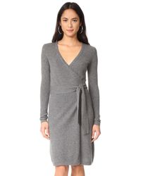 Diane von Furstenberg New Linda Cashmere Wrap Dress in Grey Melange (Gray)  - Lyst