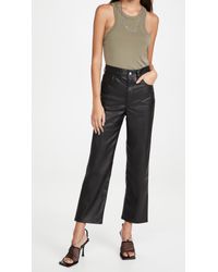 Faux Leather Rib Cage Straight Pants 