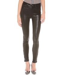 J Brand Maria High Rise Leather Pants in Black - Lyst