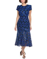 slim fit dress slacks Thérèse sequin-embellished embroidered floral colorful midi dress