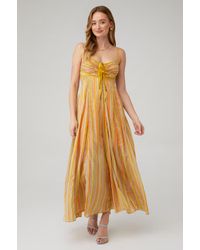 slim fit dress slacks SWF Plunge Maxi Dress Golden Hour Tie Dye Stripe Crepe Size Small NEW –  Celebrity Owned