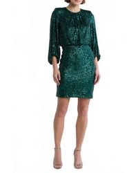 Vince Camuto Sequin Swirl Long Sleeve Cocktail Dress in Black | Lyst