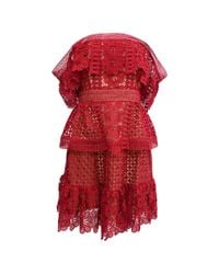 self portrait off shoulder guipure dress Self-Portrait Off Shoulder Wave Guipure Lace Midi Dress MSRP $550