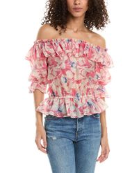 Ted Baker Berry Sundae Bardot Floral Off the shoulder Pleated High low Dress in Red Lyst