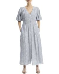 Max Studio Linen-blend Maxi Dress in Green | Lyst
